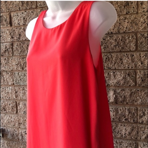 Sans Souci Sleeveless Chiffon Red Shift Dress | S - Picture 5 of 7